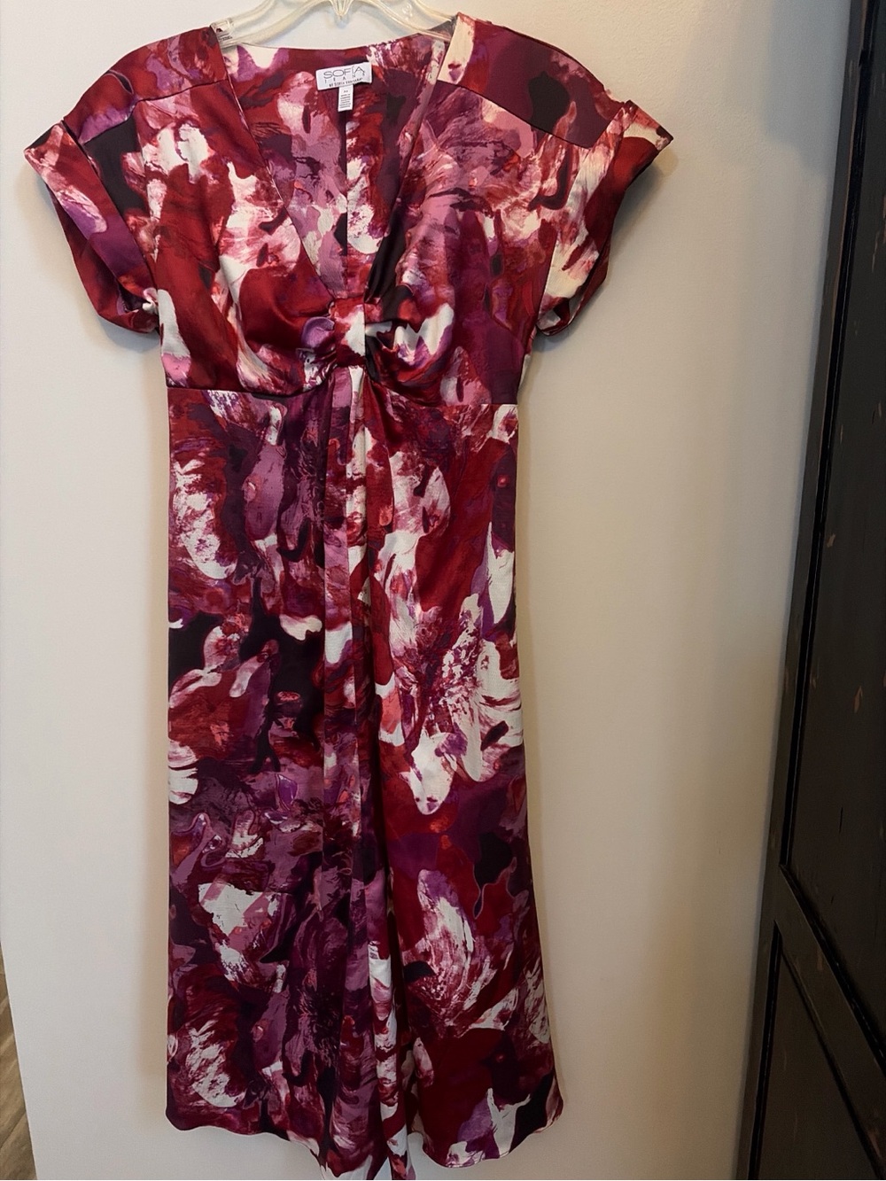 sofia by sofia vergara Burgundy, Pink & White Abstract Midi Dress